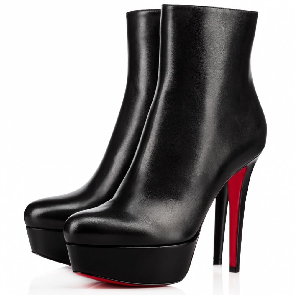 Christian Louboutin Bianca Ankle Boots 120mm in Black Lambskin TDSS12284