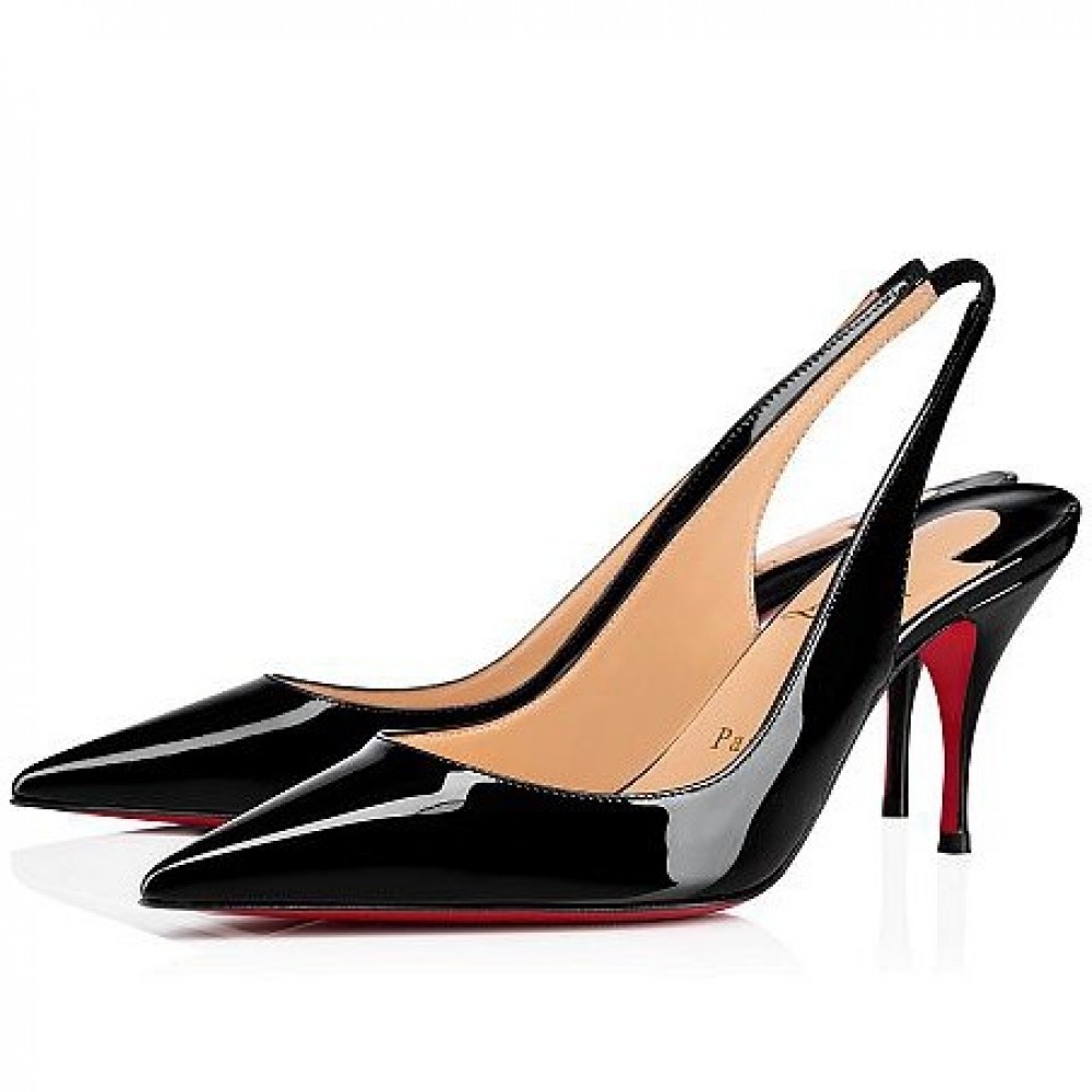 Christian Louboutin Black Patent Clare Sling 80mm Pumps TDSS12294