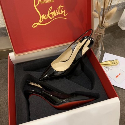 Christian Louboutin Black Patent Clare Sling 80mm Pumps TDSS12294