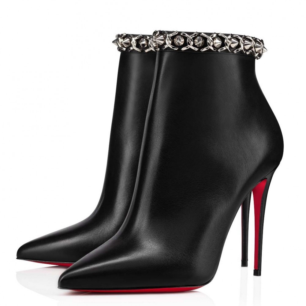 Christian Louboutin Booty Chain Boots 100 In Black Leather TDSS12312