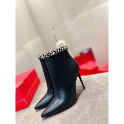 Christian Louboutin Booty Chain Boots 100 In Black Leather TDSS12312