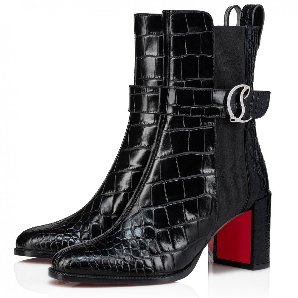 Christian Louboutin CL Chelsea Ankle Boots 70MM in Alligator Embossed Leather TDSS12315