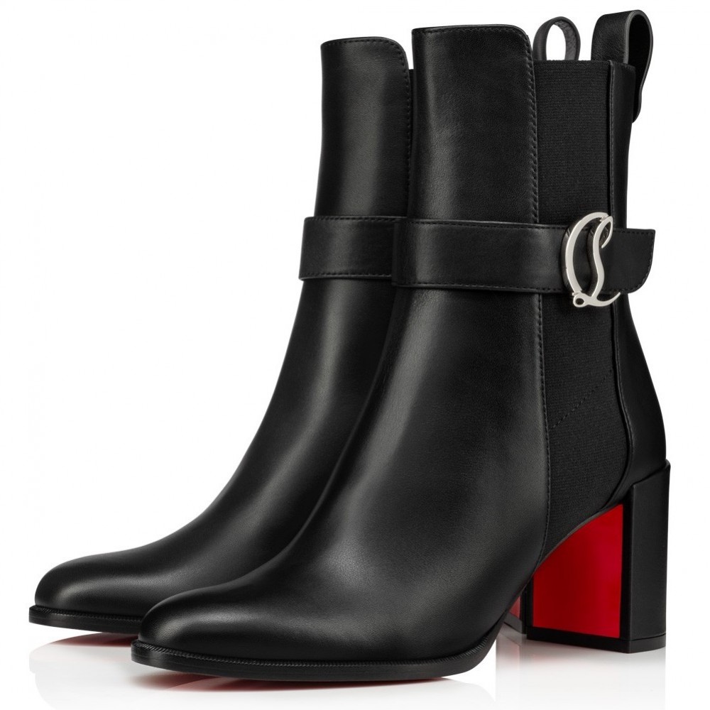 Christian Louboutin CL Chelsea Ankle Boots 70MM in Black Leather TDSS12316