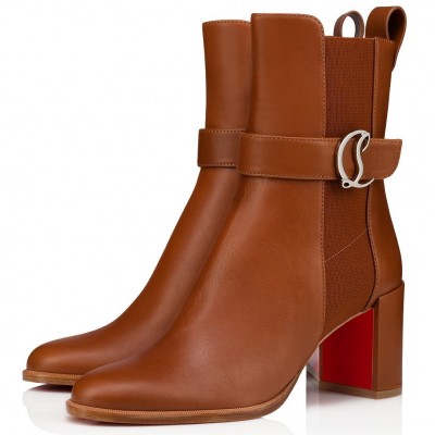 Christian Louboutin CL Chelsea Ankle Boots 70MM in Brown Leather TDSS12317