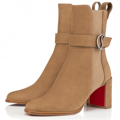 Christian Louboutin CL Chelsea Ankle Boots 70MM in Brown Suede TDSS12318