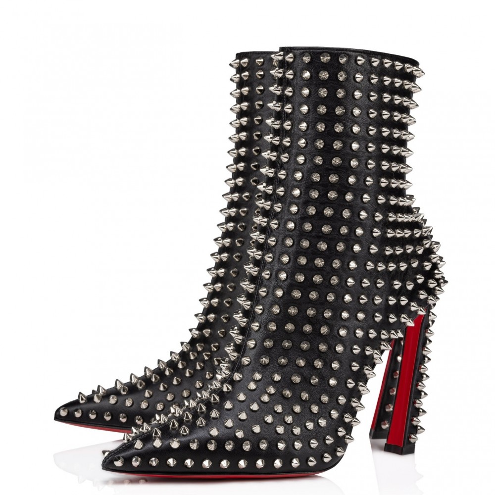 Christian Louboutin Condora Spikes 100mm Boots in Black Lambskin TDSS12323