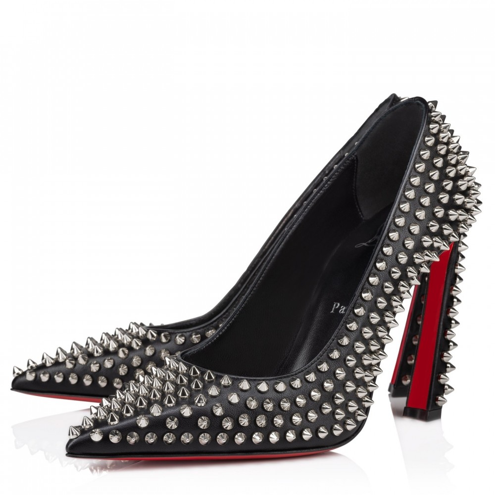 Christian Louboutin Condora Spikes 100mm Pumps in Black Lambskin TDSS12324