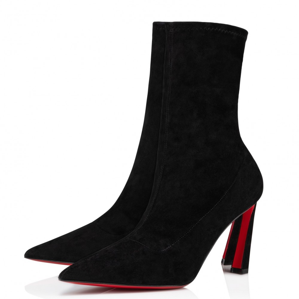 Christian Louboutin Condora Stretch 100mm Boots in Black Suede Leather TDSS12327