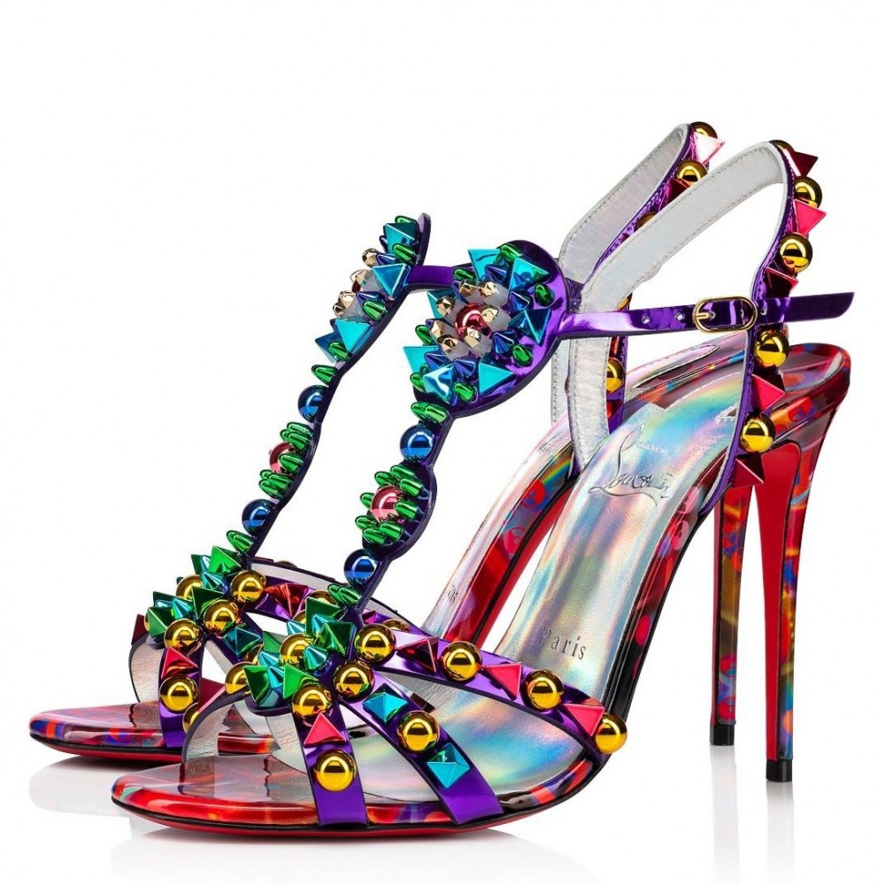 Christian Louboutin Goldora 100mm Sandals with Multicoloured Spikes TDSS12349