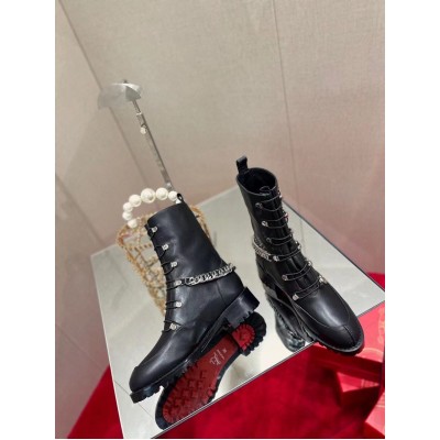 Christian Louboutin Horse Ankle Boots In Black Leather TDSS12351