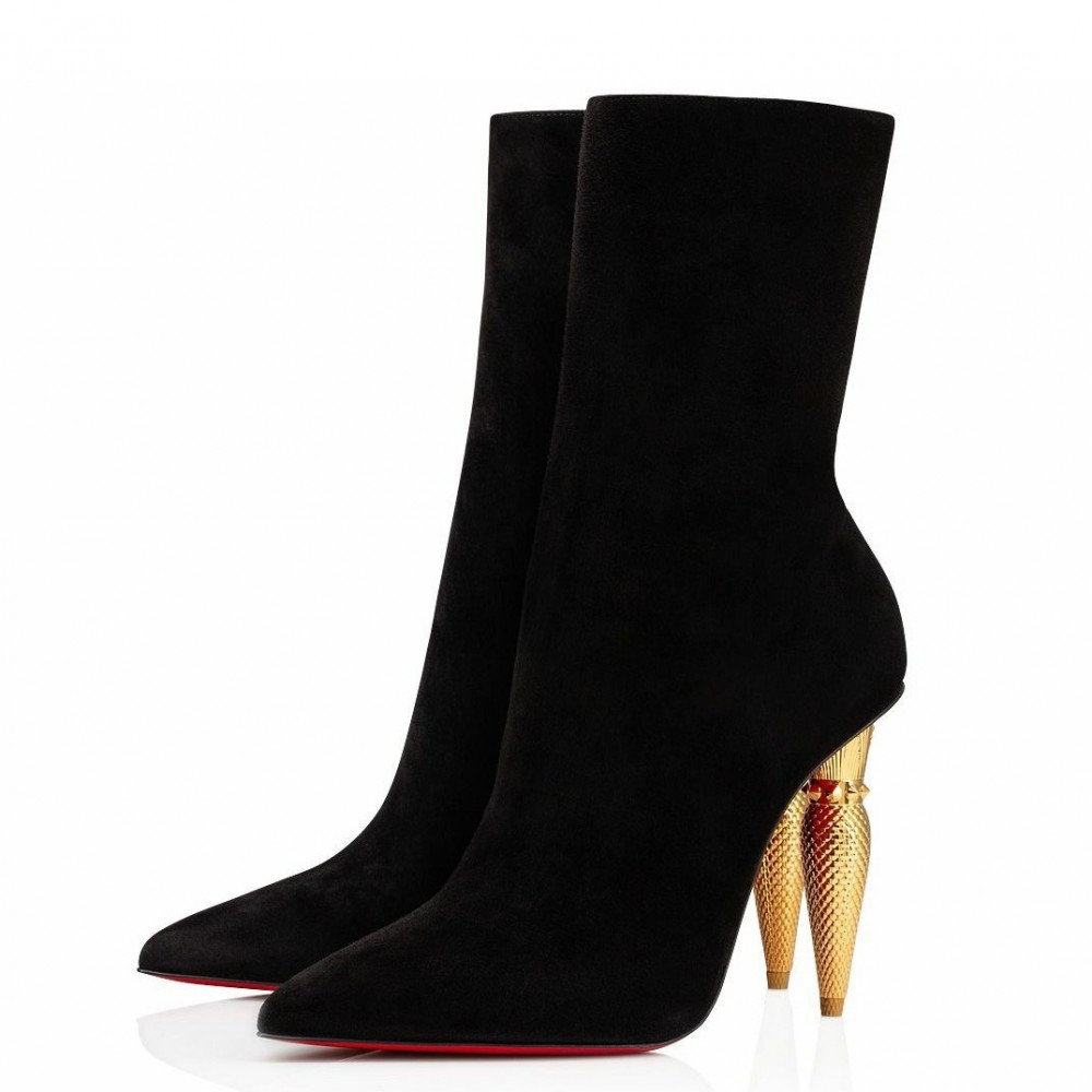 Christian Louboutin Lipbooty 100mm Ankle Boot In Black Velvet TDSS12360