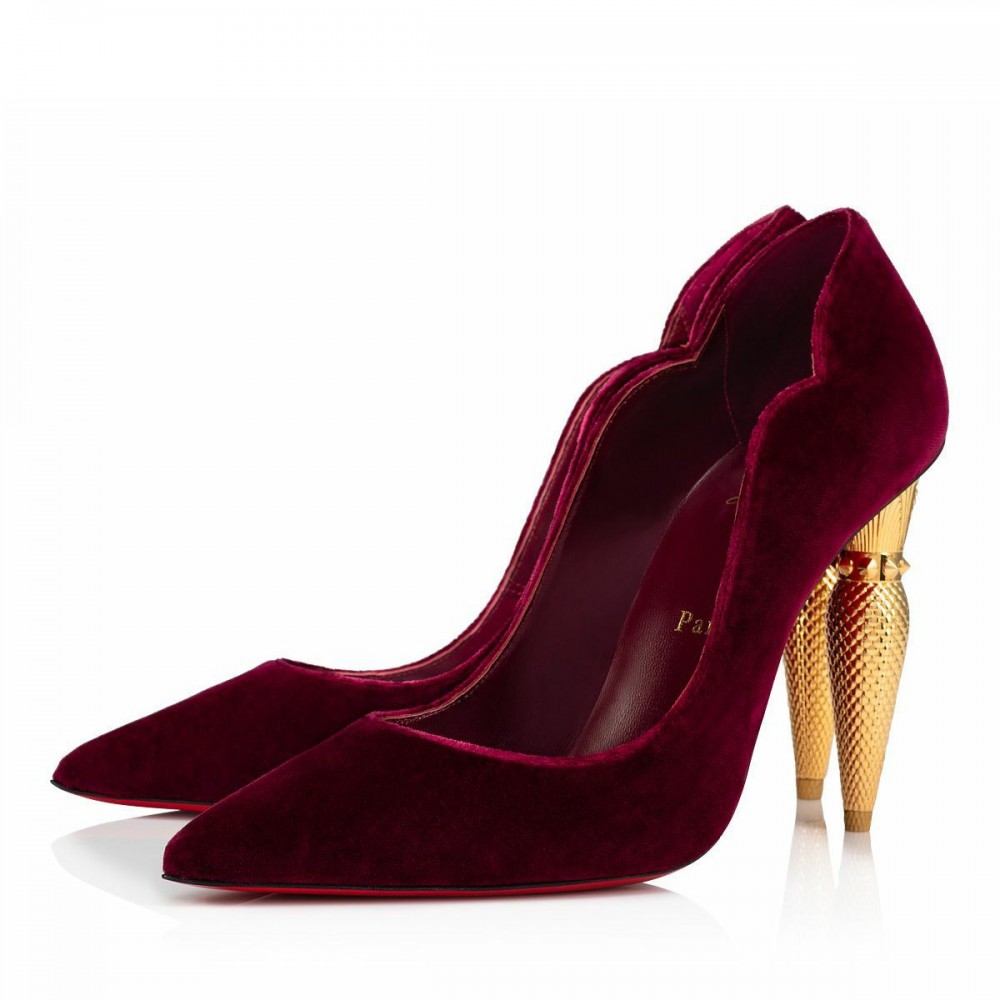 Christian Louboutin Lipchick Pumps 100mm In Red Velvet TDSS12364