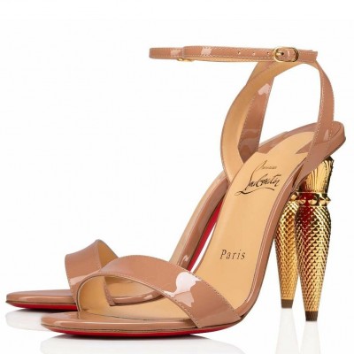 Christian Louboutin Lipqueen Sandals 100mm In Nude Patent Leather TDSS12366