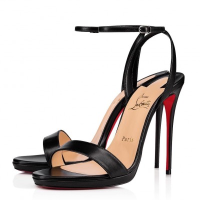 Christian Louboutin Loubi Queen 100mm Sandals In Black Lambskin TDSS12371