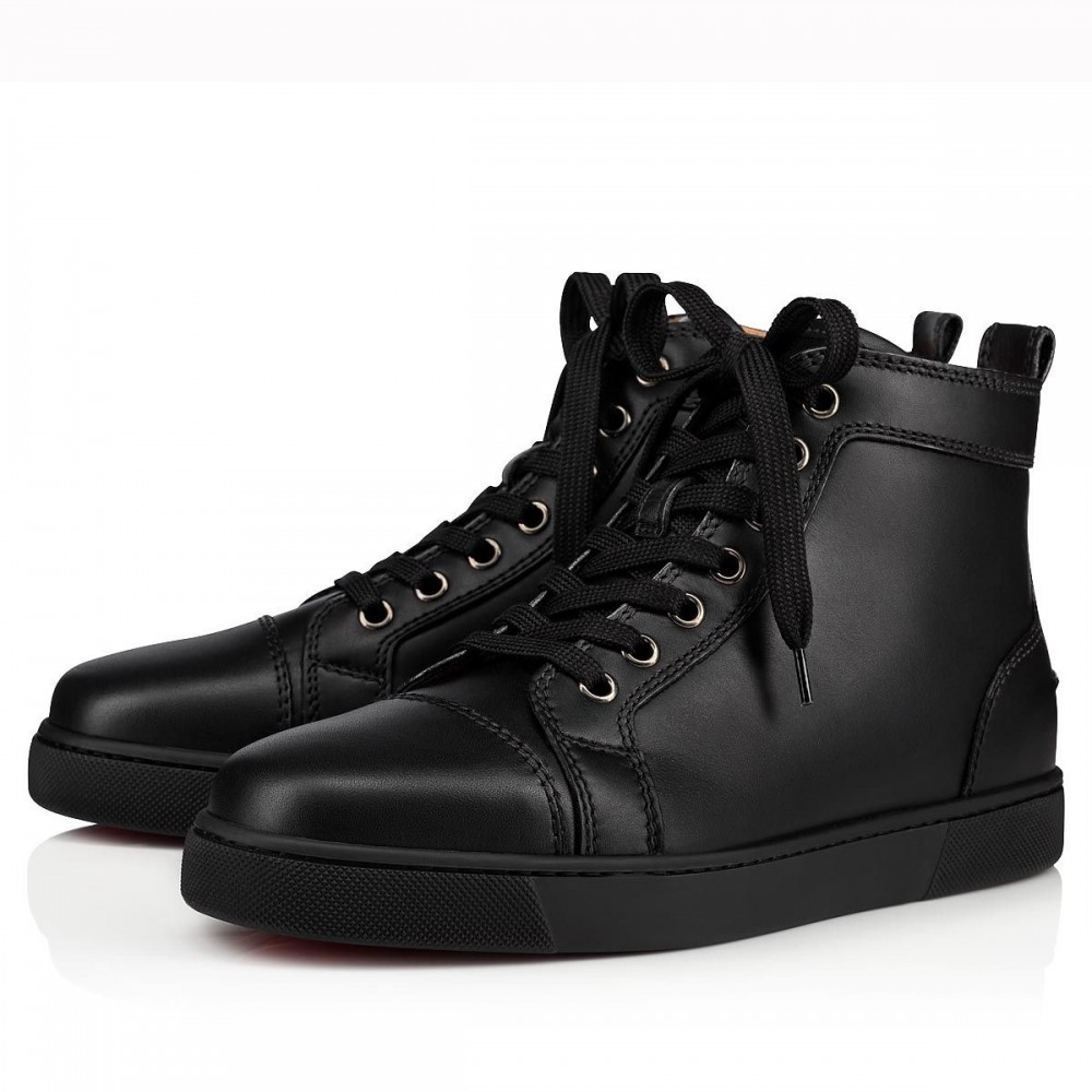 Christian Louboutin Louis Woman High-Top Sneakers In Black Leather TDSS12376