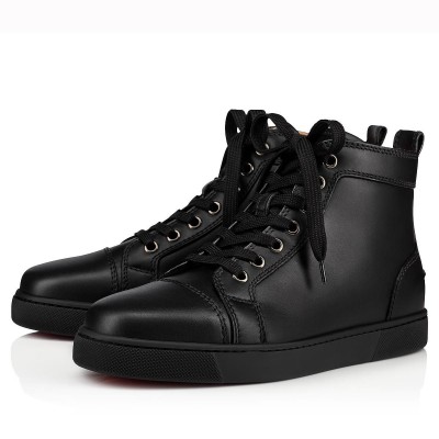 Christian Louboutin Louis Woman High-Top Sneakers In Black Leather TDSS12376