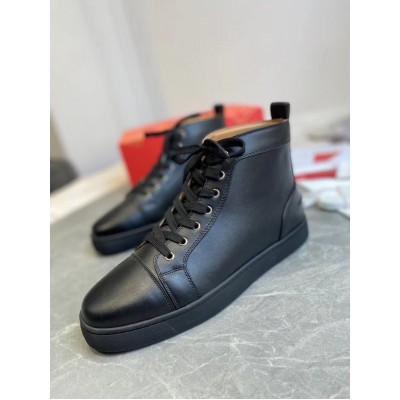 Christian Louboutin Louis Woman High-Top Sneakers In Black Leather TDSS12376