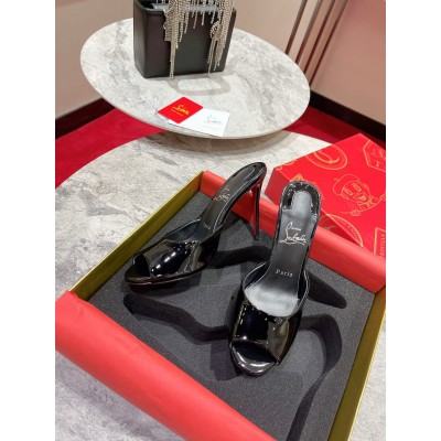 Christian Louboutin Me Dolly 100mm Mules In Black Patent Leather TDSS12384