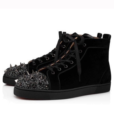 Christian Louboutin Lou Pik Pik Strass Flat Sneakers Black TDSS12387