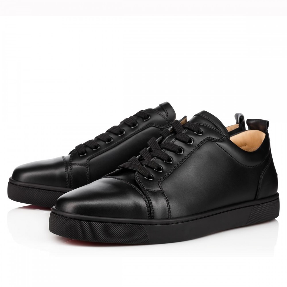 Christian Louboutin Louis Junior Flat Sneakers In Black Leather TDSS12394