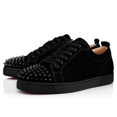 Christian Louboutin Louis Junior Spikes Orlato Flat Sneakers Black TDSS12398