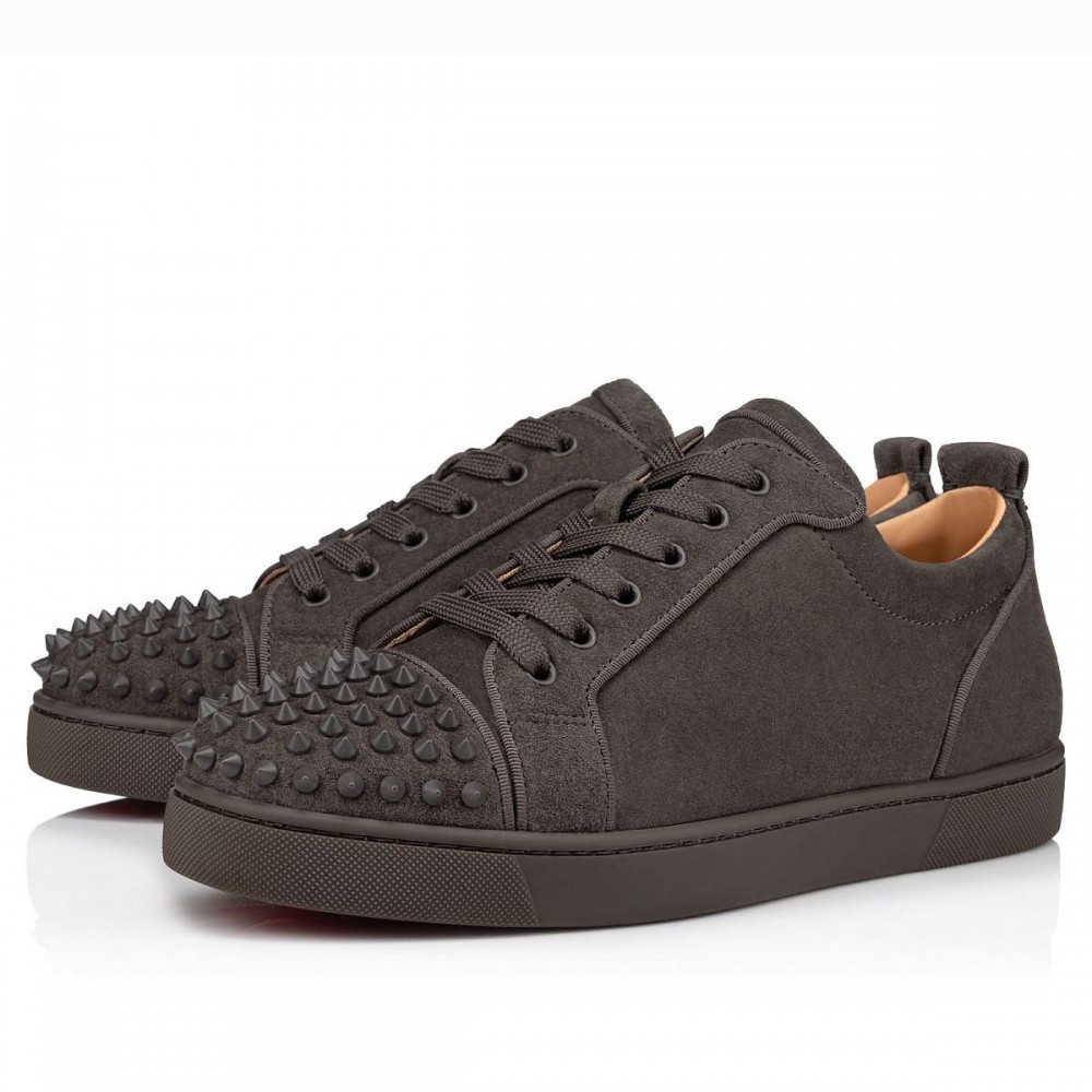 Christian Louboutin Louis Junior Spikes Orlato Flat Sneakers Olive TDSS12400