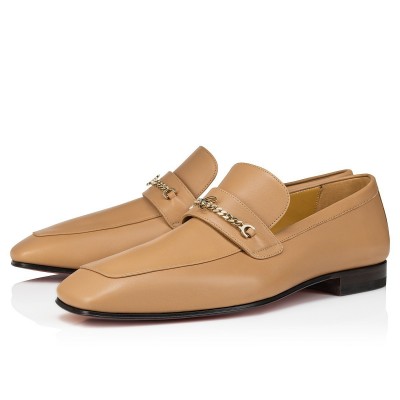 Christian Louboutin MJ Moc Loafers in Beige Calfskin TDSS12405