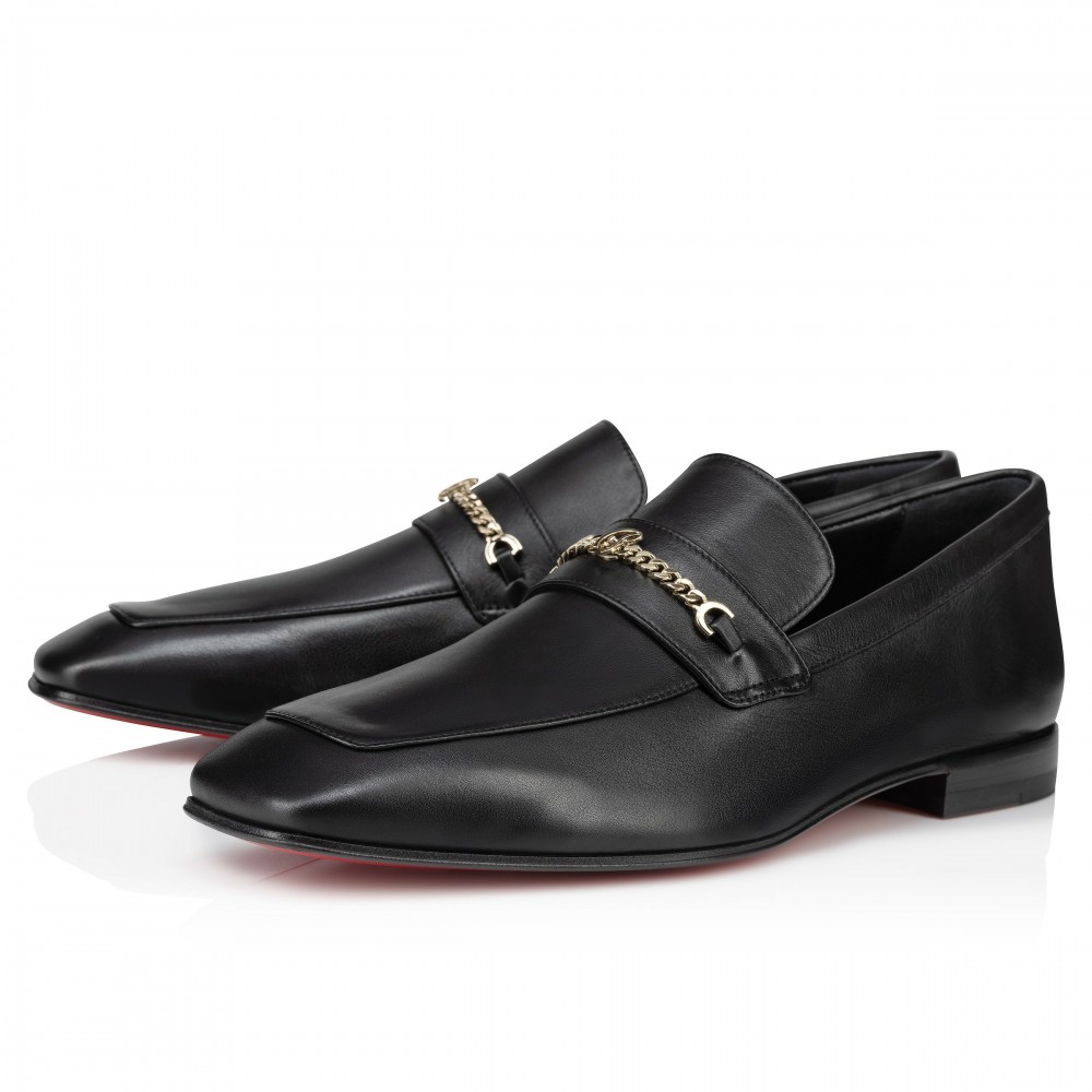 Christian Louboutin MJ Moc Loafers in Black Calfskin TDSS12406