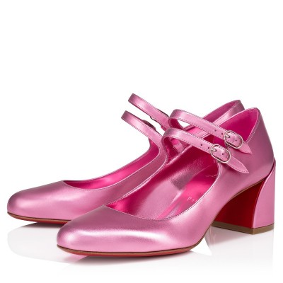 Christian Louboutin Miss Jane Pumps 55mm In Pink Iridescent Leather TDSS12416