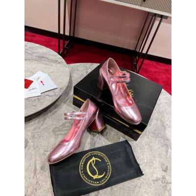 Christian Louboutin Miss Jane Pumps 55mm In Pink Iridescent Leather TDSS12416