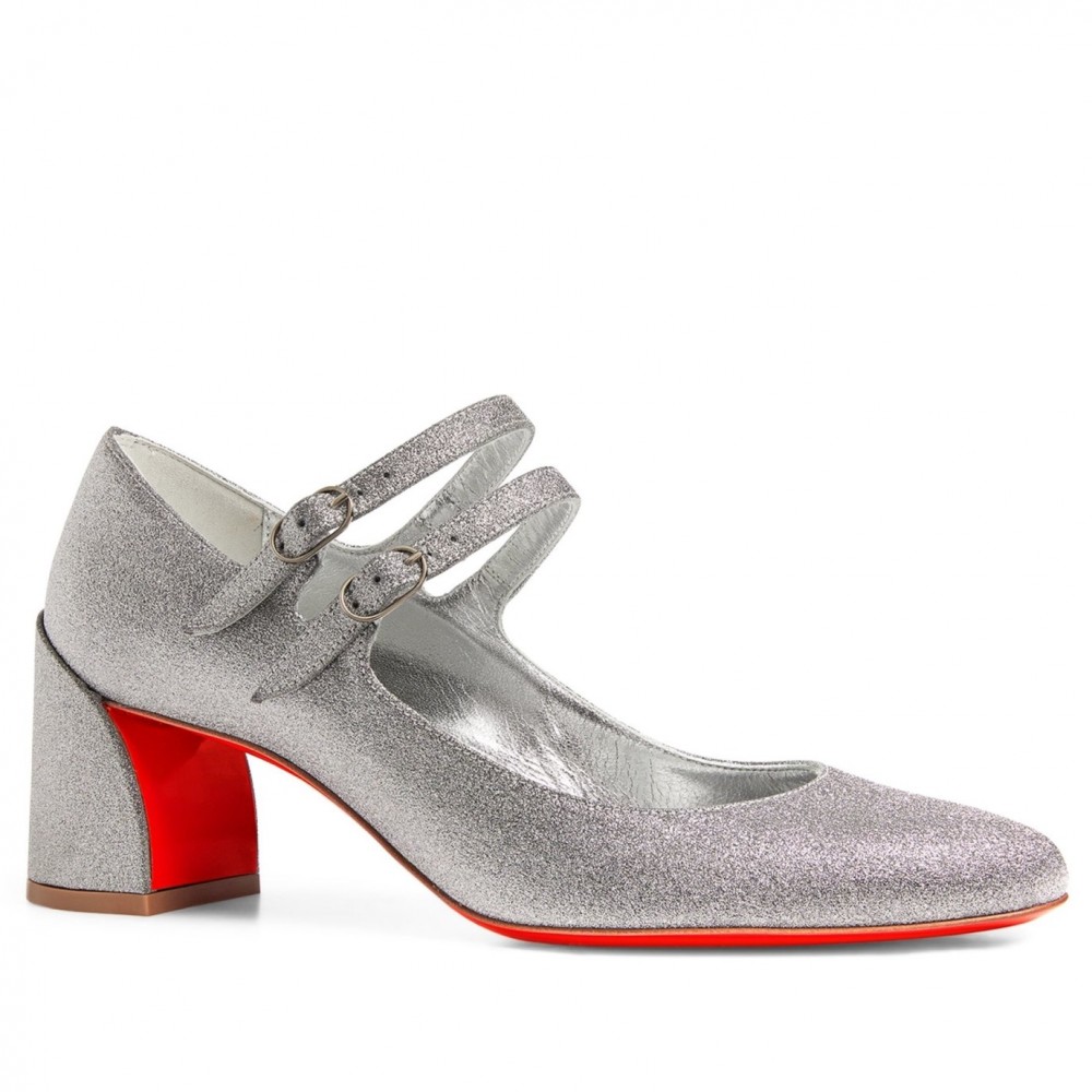 Christian Louboutin Miss Jane Pumps 55mm In Silver Glitter Leather TDSS12417