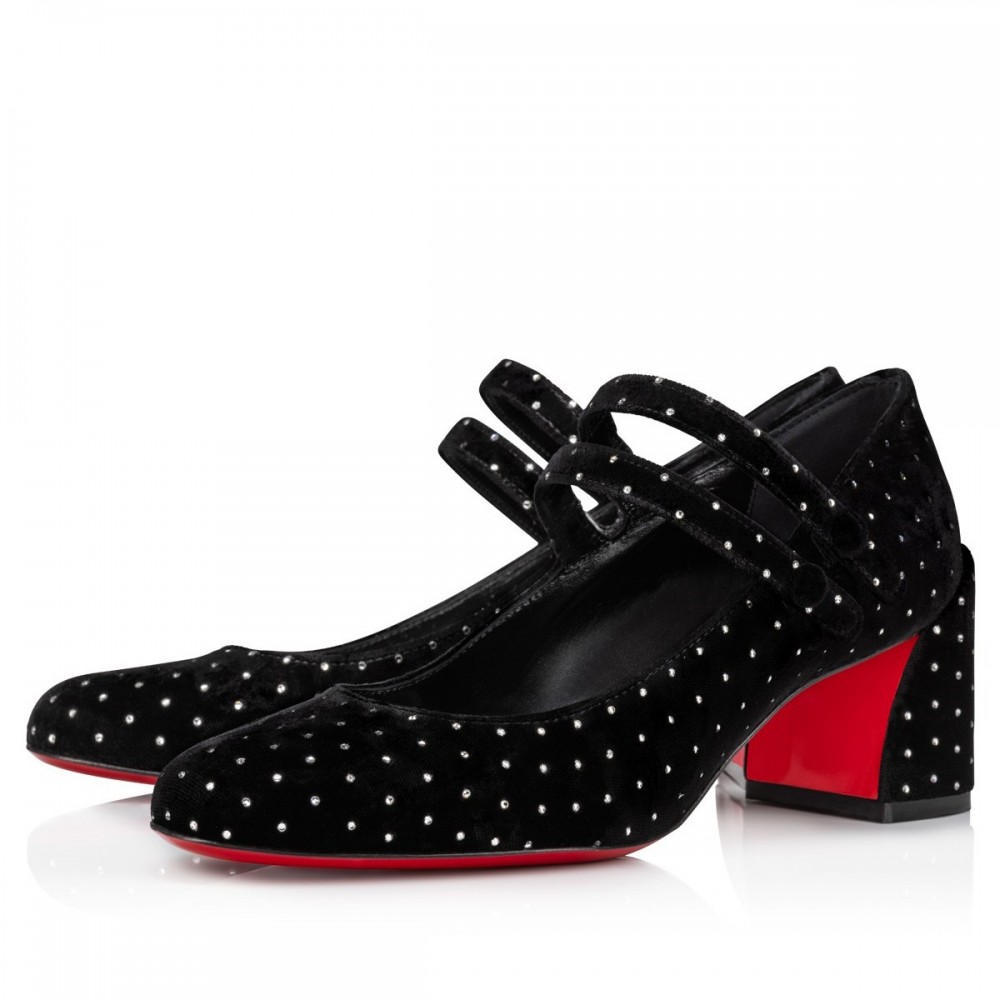 Christian Louboutin Miss Jane Pumps 55mm In Velvet with Strass TDSS12418