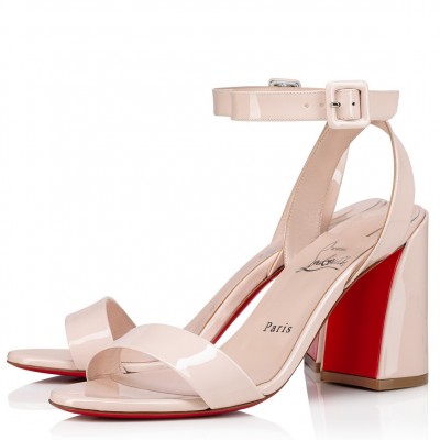 Christian Louboutin Miss Sabina 85MM Sandals In Beige Patent Leather TDSS12420