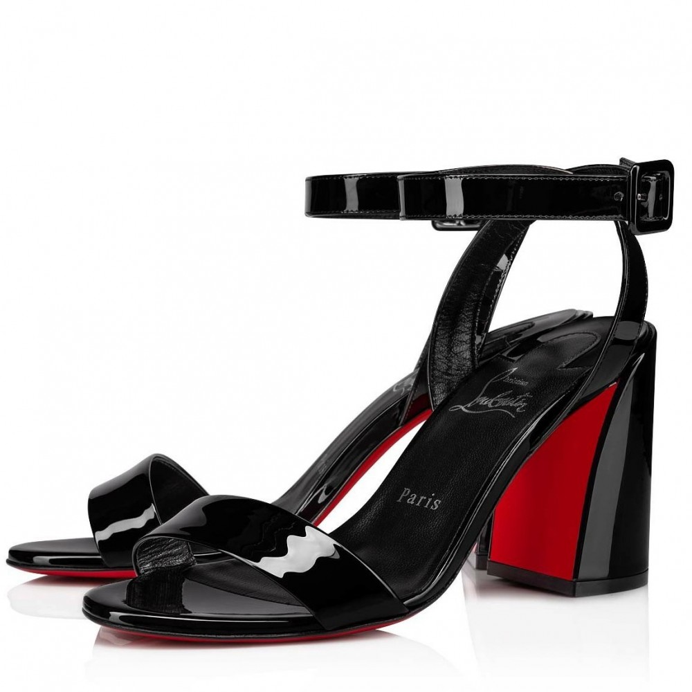 Christian Louboutin Miss Sabina 85MM Sandals In Black Patent Leather TDSS12421