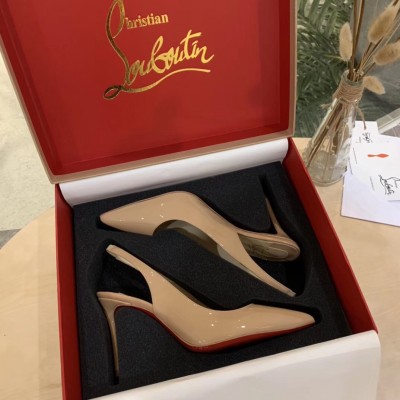 Christian Louboutin Nude Patent Clare Sling 80mm Pumps TDSS12424