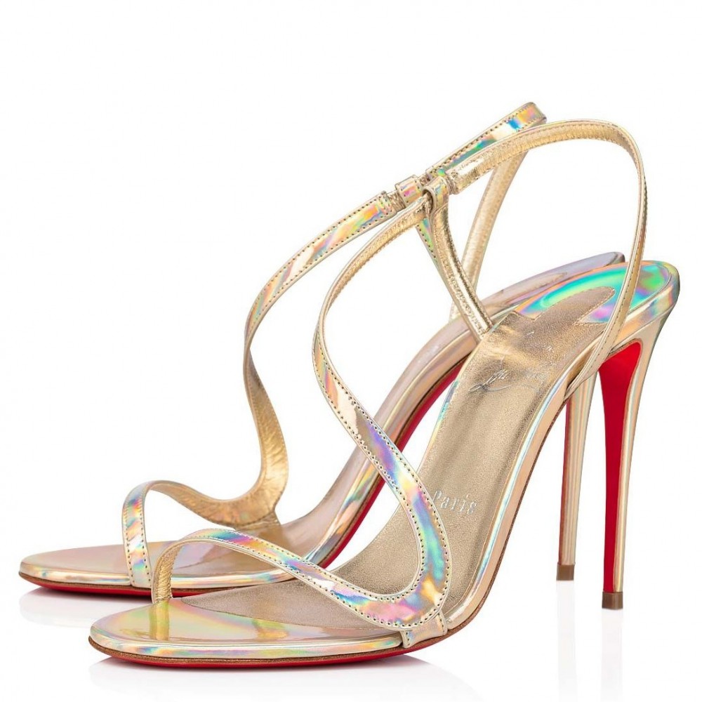 Christian Louboutin Rosalie 100mm Sandals In Gold Patent Psychic TDSS12444