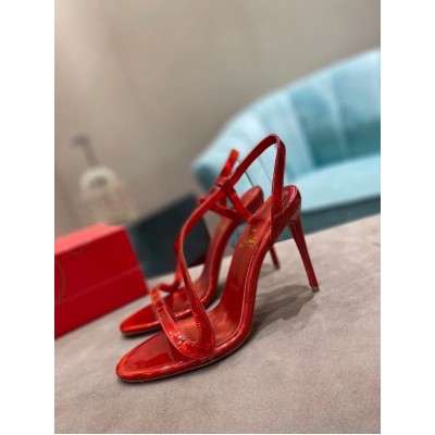 Christian Louboutin Rosalie 100mm Sandals In Red Patent Psychic TDSS12445