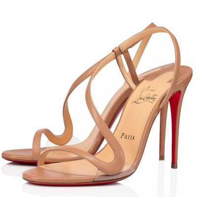 Christian Louboutin Rosalie Sandals 100mm in Nude Lambskin TDSS12447