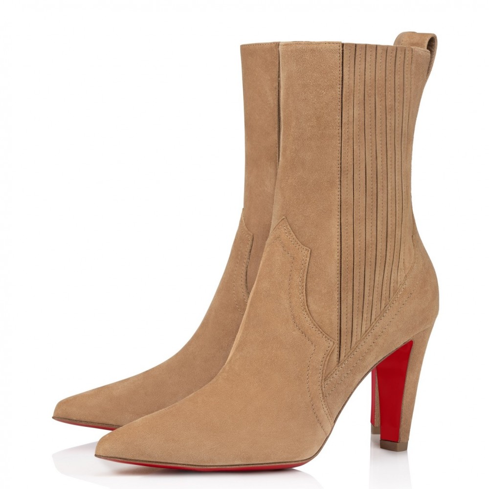 Christian Louboutin Santigag 85mm Boots in Brown Suede Leather TDSS12452