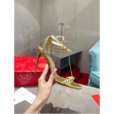 Christian Louboutin So Me 100mm Sandals In Gold Leather TDSS12461