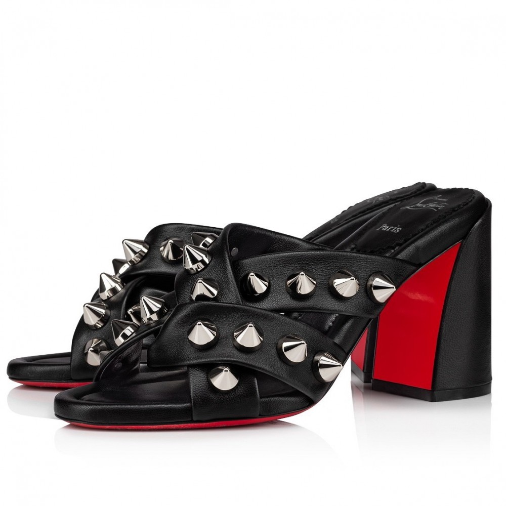 Christian Louboutin Spika Club Sandals 85mm In Black Leather TDSS12465