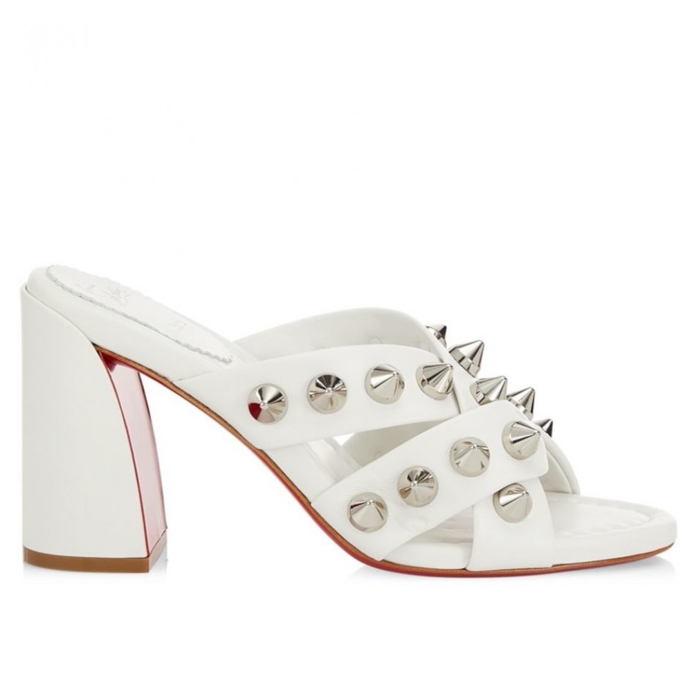 Christian Louboutin Spika Club Sandals 85mm In White Leather TDSS12467