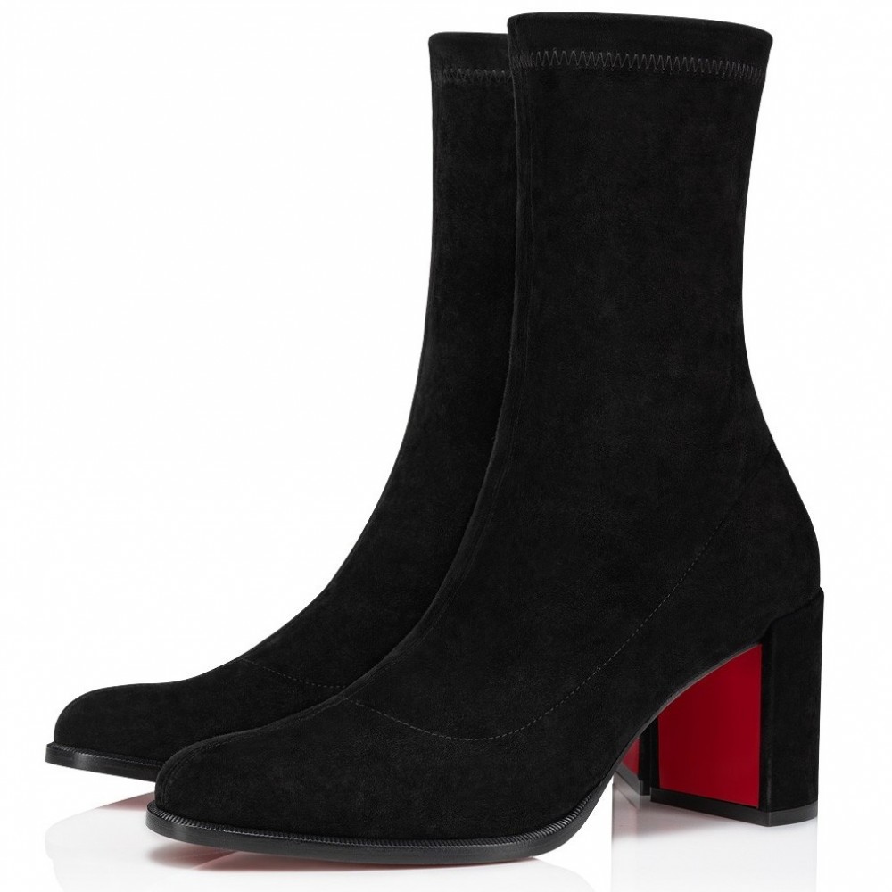 Christian Louboutin Stretchadoxa 70MM Ankle Boots in Black Suede TDSS12472