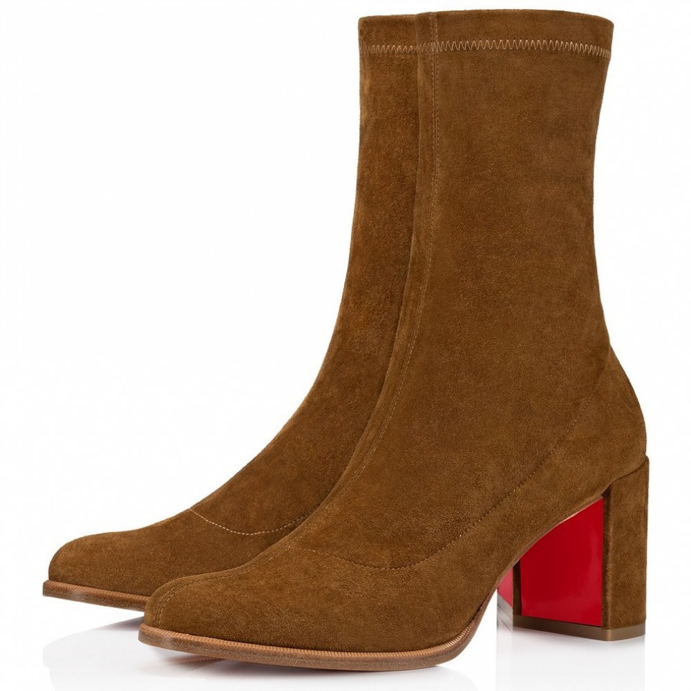 Christian Louboutin Stretchadoxa 70MM Ankle Boots in Brown Suede TDSS12473