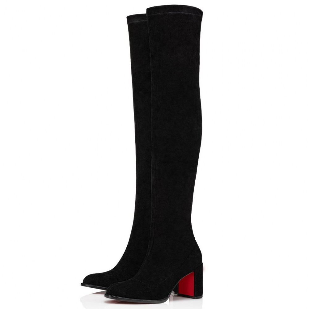 Christian Louboutin Stretchadoxa Botta Alta 70MM Boots in Black Suede TDSS12474