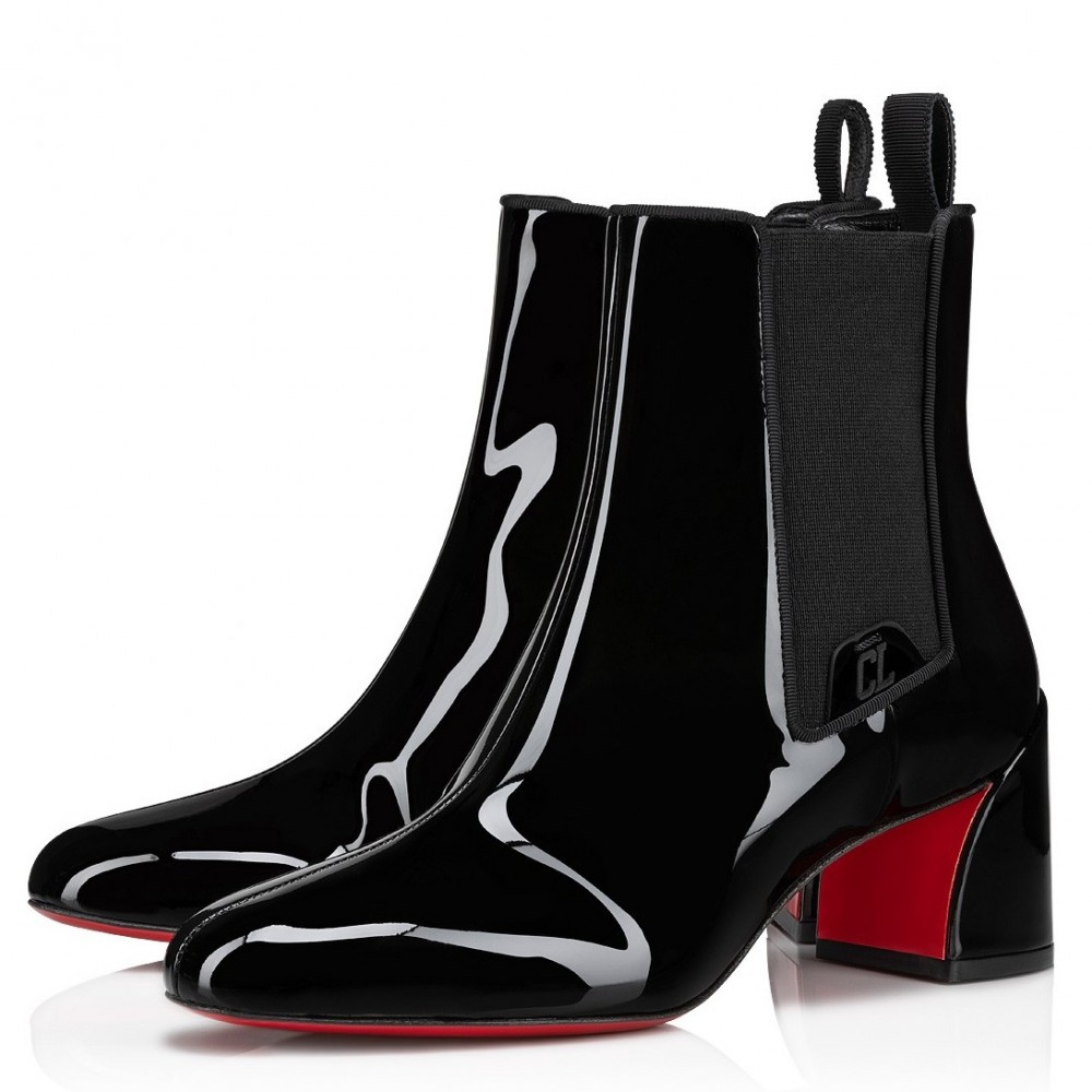 Christian Louboutin Turelastic 55mm Ankle Boots in Black Patent Leather TDSS12478