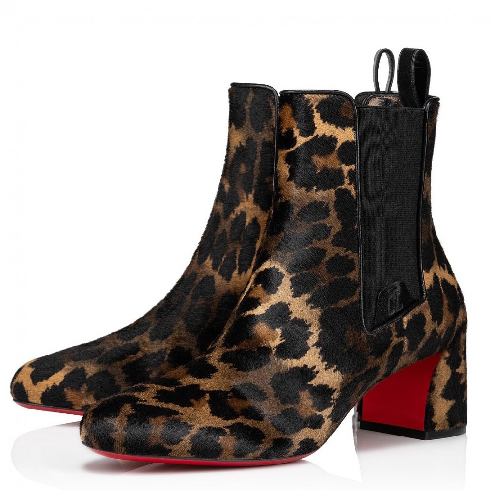 Christian Louboutin Turelastic 55mm Ankle Boots with Leopard Print TDSS12479