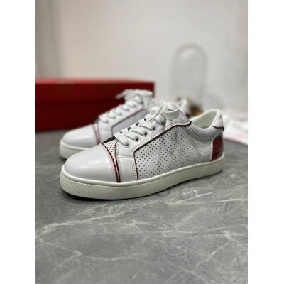 Christian Louboutin Fun Vieira Flat Sneakers In White Calfskin TDSS12487