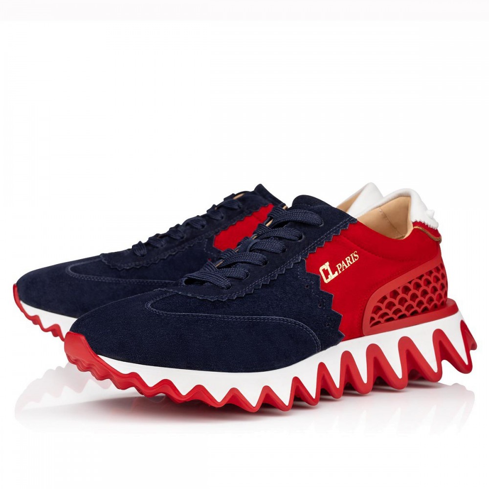 Christian Louboutin Loubishark Sneakers In Blue/Red Suede TDSS12490