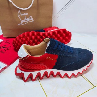 Christian Louboutin Loubishark Sneakers In Blue/Red Suede TDSS12490